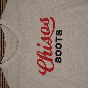 CHISOS BOOTS Grey‎ Red Recent Cotton Mens Medium Casual T Shirt
